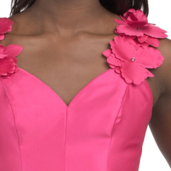 ADRIANNA PAPELL 3d Floral Applique Midi Cocktail Dress - Picture 3 of 3